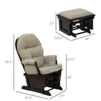 HOMCOM Nursery Glider Rocking Chair with Ottoman, Thick Padded Cushion Seating and Wood Base, Cream White - 7DAY'S