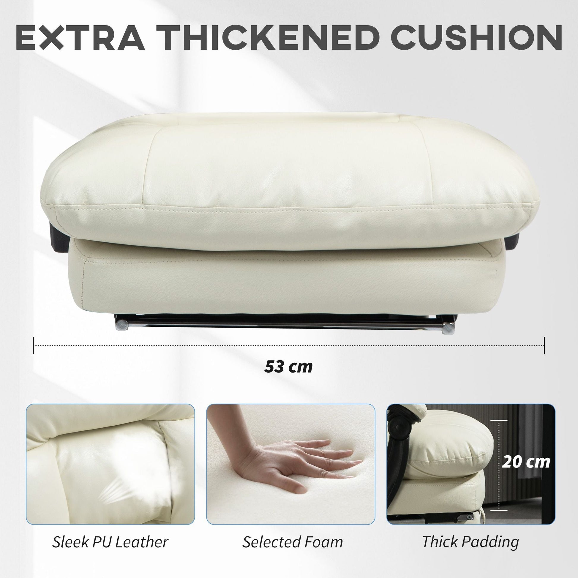 HOMCOM Overstuffed Office Chair, High Back Desk Chair with Foot Rest, Reclining PU Leather Computer Chair, Cream White - 7DAY'S