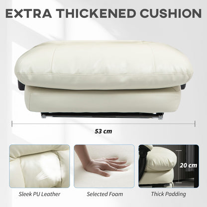 HOMCOM Overstuffed Office Chair, High Back Desk Chair with Foot Rest, Reclining PU Leather Computer Chair, Cream White - 7DAY'S