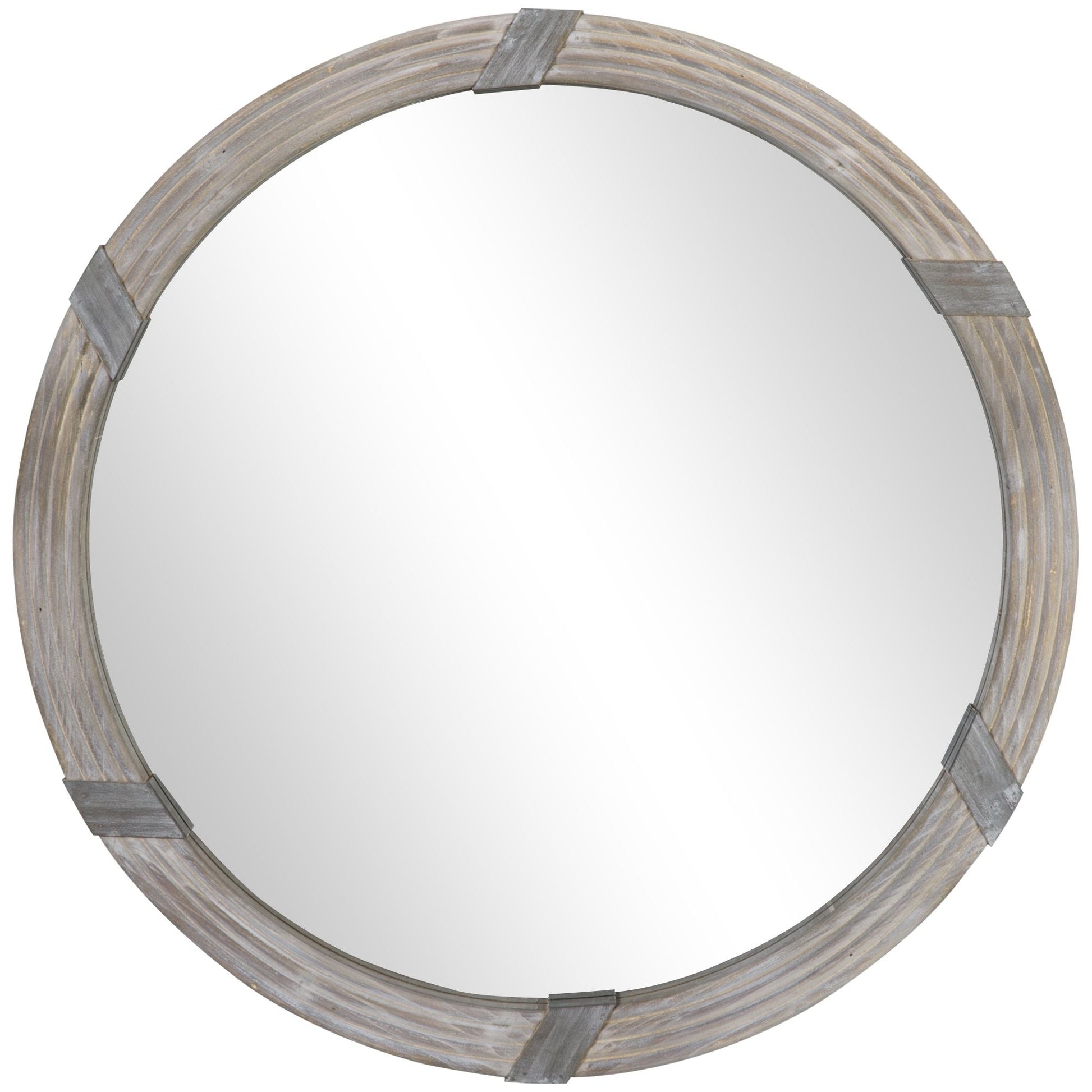 HOMCOM Round Wood Wall Mirror 31 Inch Natural Wood Color for Living Room Bedroom - 7DAY'S