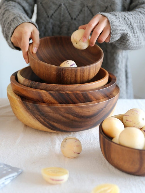 Home Kitchen acacia wooden bowl wooden tableware