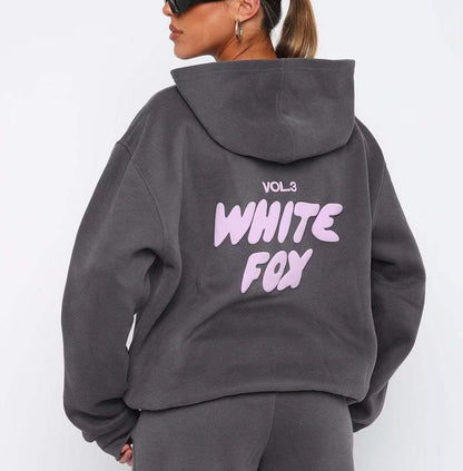 Hoodie - white Fox Outerwear - two Pieces Of Hoodie Suits Long - sleeved Hooded Outfit Set Jst - 7DAY'S