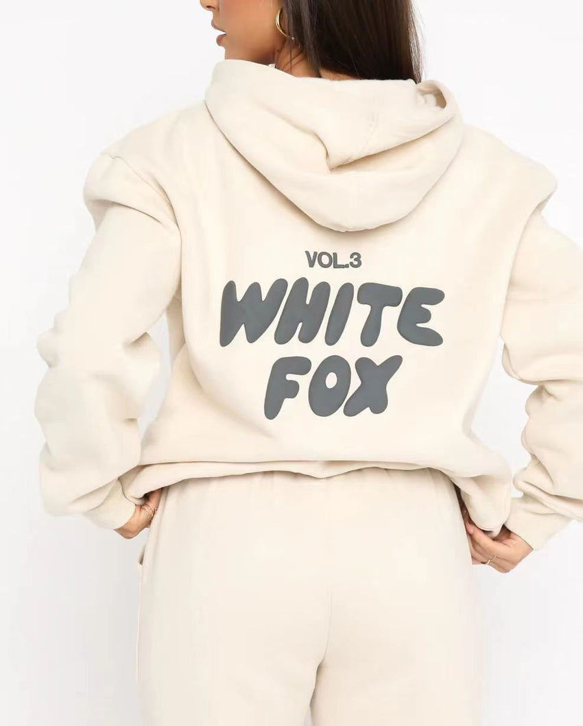 Hoodie - white Fox Outerwear - two Pieces Of Hoodie Suits Long - sleeved Hooded Outfit Set Jst - 7DAY'S