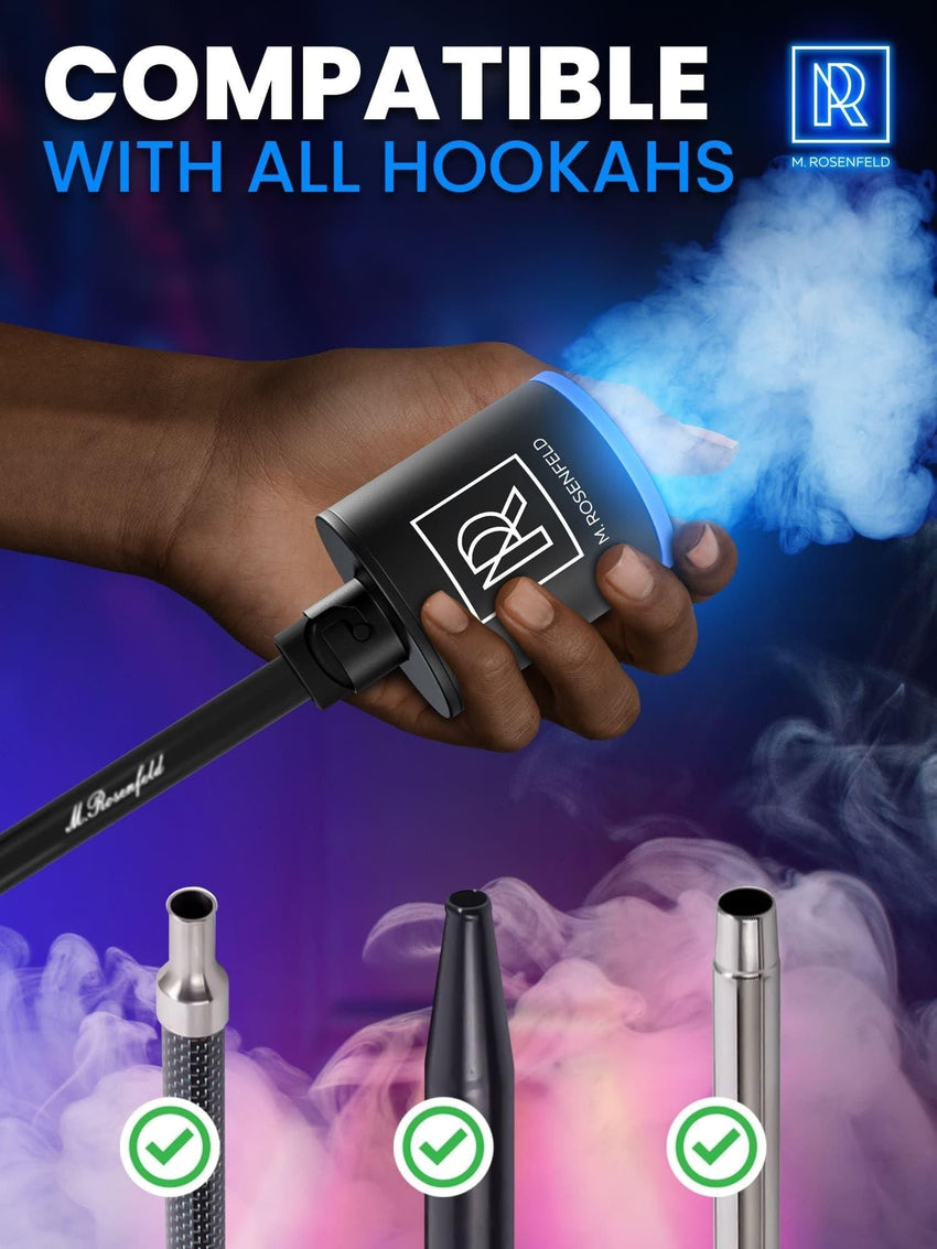 Hookah Pump with 1300 mAh Rechargeable Battery Electric Hookah Air Pump Kit with Led Light Mini Hookah Pump Starter Universal Shisha Hookah Starter Kit Helper Hookah Starter Vacuum - 7DAY'S