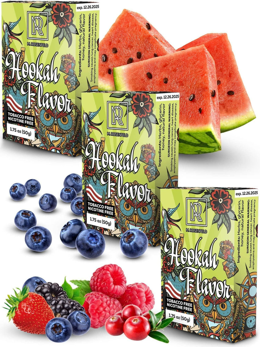 Hookah Shisha Flavors Set 3x1.75 oz (50 g) Shisha Hookah Flavors for your Hookah Bowl (Blueberry Watermelon Wild Berries) Pack of 3 - 7DAY'S