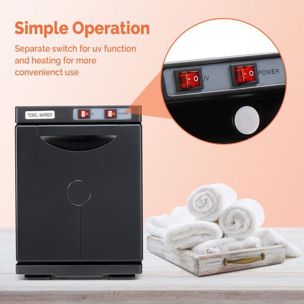 Hot Towel Warmer for Facials Massage, Esthetician Towel Heating Cabinet Black, Aluminum Chamber, Salon Beauty Spa Barbershop Equipment - 7DAY'S