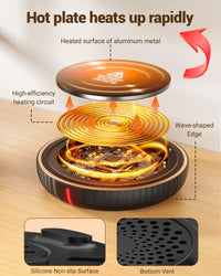 HouseGem Large Candle Warmer Plate,Ideal Desk Cup Warmer for Coffee, Beverages, Milk & Tea (Black) - 7DAY'S