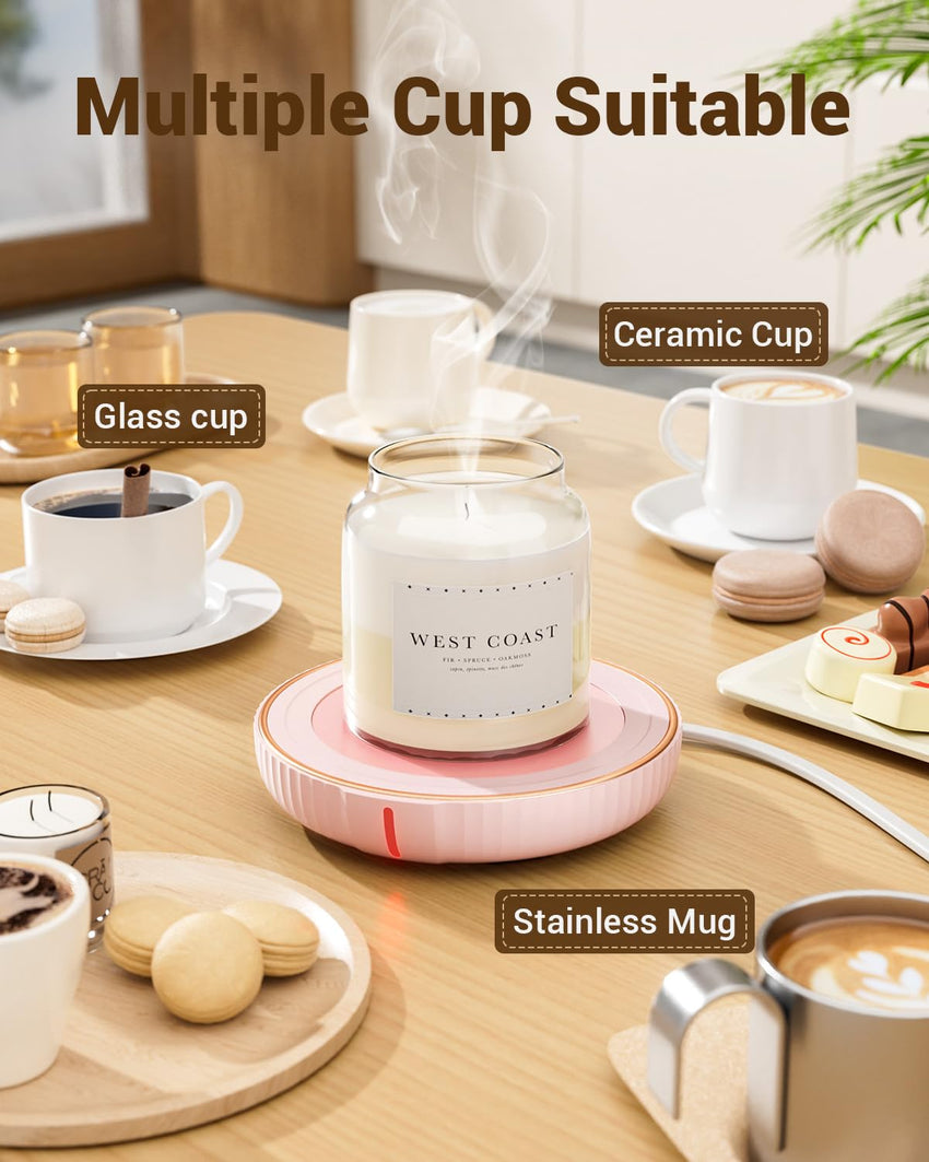 HouseGem Large Candle Warmer Plate,Ideal Desk Cup Warmer for Coffee, Beverages, Milk & Tea (Black) - 7DAY'S