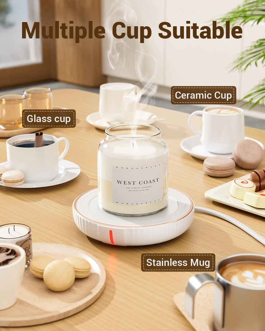 HouseGem Large Candle Warmer Plate,Ideal Desk Cup Warmer for Coffee, Beverages, Milk & Tea (Black) - 7DAY'S