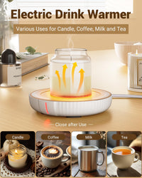 HouseGem Large Candle Warmer Plate,Ideal Desk Cup Warmer for Coffee, Beverages, Milk & Tea (Black) - 7DAY'S