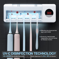 HouseGem Toothbrush Holder, Timer Function, 2000mAh Rechargeable Cordless Wall - Mounted Bathroom (White) - 7DAY'S