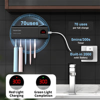 HouseGem Toothbrush Holder, Timer Function, 2000mAh Rechargeable Cordless Wall - Mounted Bathroom (White) - 7DAY'S