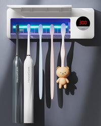 HouseGem Toothbrush Holder, Timer Function, 2000mAh Rechargeable Cordless Wall - Mounted Bathroom (White) - 7DAY'S