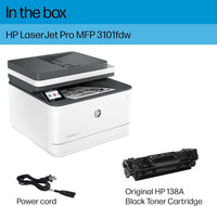 HP LaserJet Pro MFP 3101fdw Wireless Black & White All - in - One Laser Printer, Scanner, Copier, Fax, Best - for - Office (3G628F) - 7DAY'S