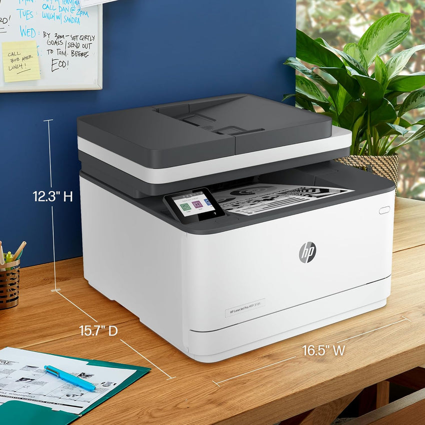 HP LaserJet Pro MFP 3101fdw Wireless Black & White All - in - One Laser Printer, Scanner, Copier, Fax, Best - for - Office (3G628F) - 7DAY'S