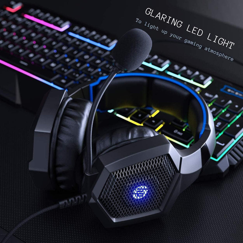 HP USB Gaming Headset PC Over Ear Headphones 7.1 Surround Sound with Mic for PC/Mac/Laptop Gamer Headset with Noise Cancelling Mic Comfortable Design and LED Lights - 7DAY'S