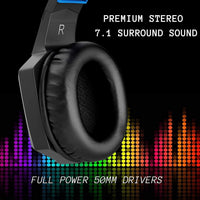 HP USB Gaming Headset PC Over Ear Headphones 7.1 Surround Sound with Mic for PC/Mac/Laptop Gamer Headset with Noise Cancelling Mic Comfortable Design and LED Lights - 7DAY'S