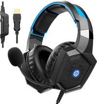 HP USB Gaming Headset PC Over Ear Headphones 7.1 Surround Sound with Mic for PC/Mac/Laptop Gamer Headset with Noise Cancelling Mic Comfortable Design and LED Lights - 7DAY'S