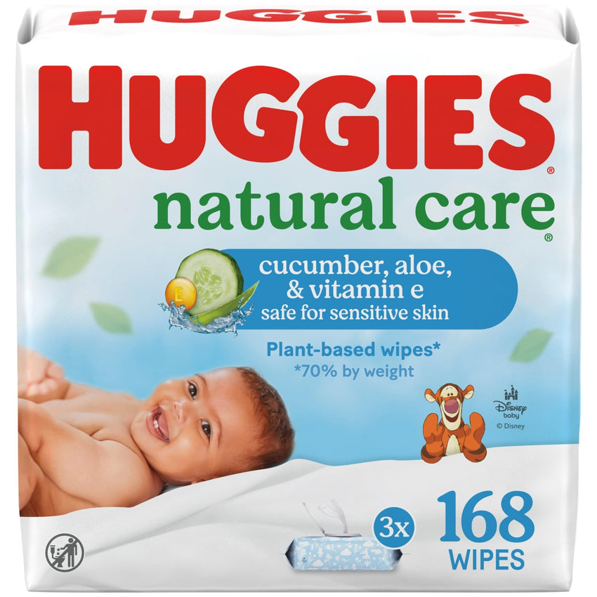 Huggies Natural Care Cucumber, Aloe and Vitamin E Baby Wipes, Hypoallergenic, Scented, 10 Flip - Top Packs (560 Wipes Total), Packaging May Vary - 7DAY'S