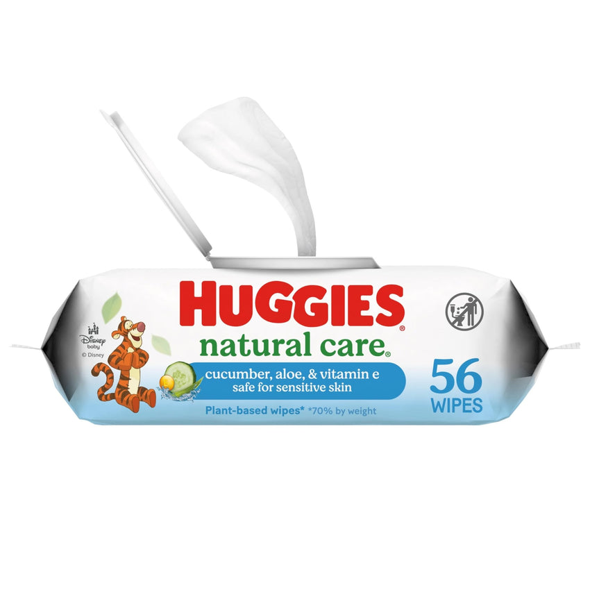 Huggies Natural Care Cucumber, Aloe and Vitamin E Baby Wipes, Hypoallergenic, Scented, 10 Flip - Top Packs (560 Wipes Total), Packaging May Vary - 7DAY'S