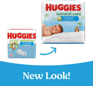 Huggies Natural Care Cucumber, Aloe and Vitamin E Baby Wipes, Hypoallergenic, Scented, 10 Flip - Top Packs (560 Wipes Total), Packaging May Vary - 7DAY'S