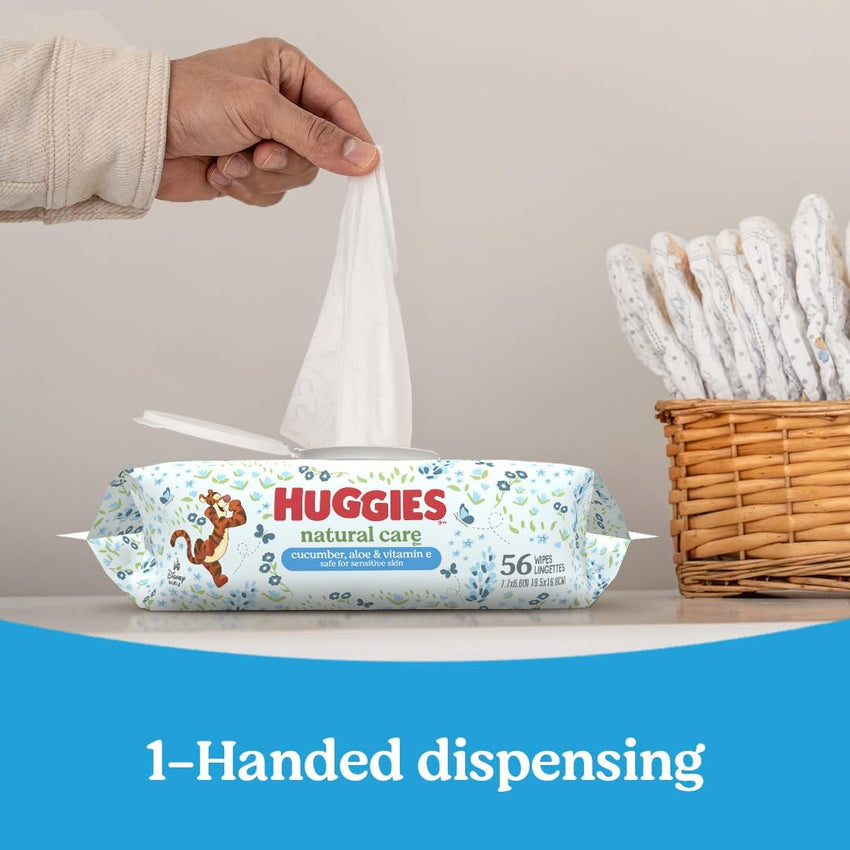 Huggies Natural Care Cucumber, Aloe and Vitamin E Baby Wipes, Hypoallergenic, Scented, 10 Flip - Top Packs (560 Wipes Total), Packaging May Vary - 7DAY'S