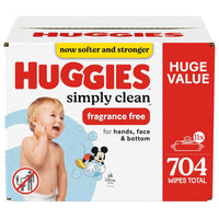 Huggies Simply Clean Unscented Baby Diaper Wipes, 11 Flip - Top Packs (704 Wipes Total), Packaging May Vary - 7DAY'S