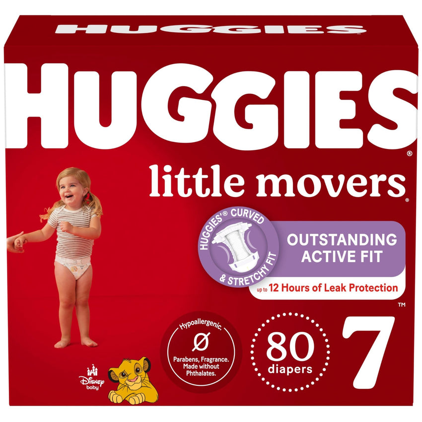 Huggies Size 5 Diapers, Little Movers Baby Diapers, Size 5 (27+ lbs), 132 Count (2 Packs of 66), Packaging May Vary - 7DAY'S