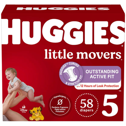 Huggies Size 5 Diapers, Little Movers Baby Diapers, Size 5 (27+ lbs), 132 Count (2 Packs of 66), Packaging May Vary - 7DAY'S