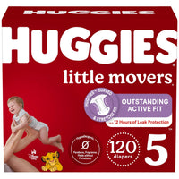 Huggies Size 5 Diapers, Little Movers Baby Diapers, Size 5 (27+ lbs), 132 Count (2 Packs of 66), Packaging May Vary - 7DAY'S