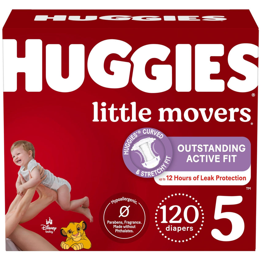 Huggies Size 5 Diapers, Little Movers Baby Diapers, Size 5 (27+ lbs), 132 Count (2 Packs of 66), Packaging May Vary - 7DAY'S