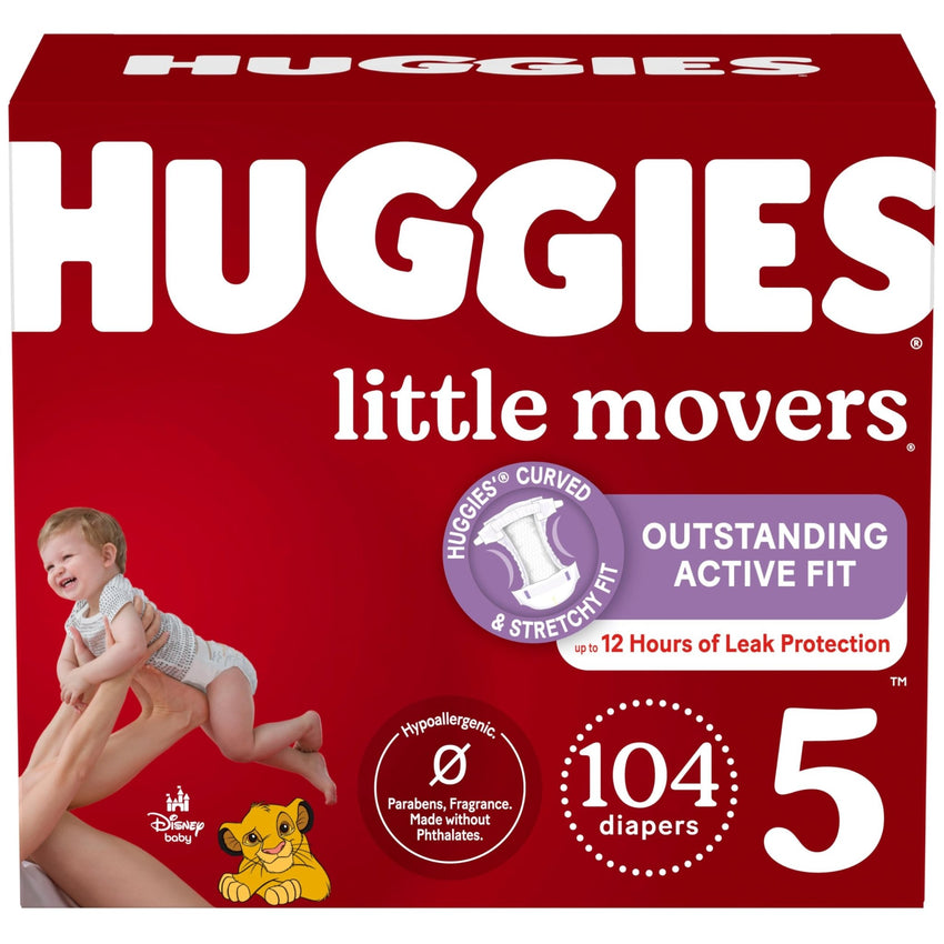 Huggies Size 5 Diapers, Little Movers Baby Diapers, Size 5 (27+ lbs), 132 Count (2 Packs of 66), Packaging May Vary - 7DAY'S