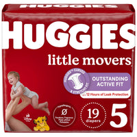 Huggies Size 5 Diapers, Little Movers Baby Diapers, Size 5 (27+ lbs), 132 Count (2 Packs of 66), Packaging May Vary - 7DAY'S