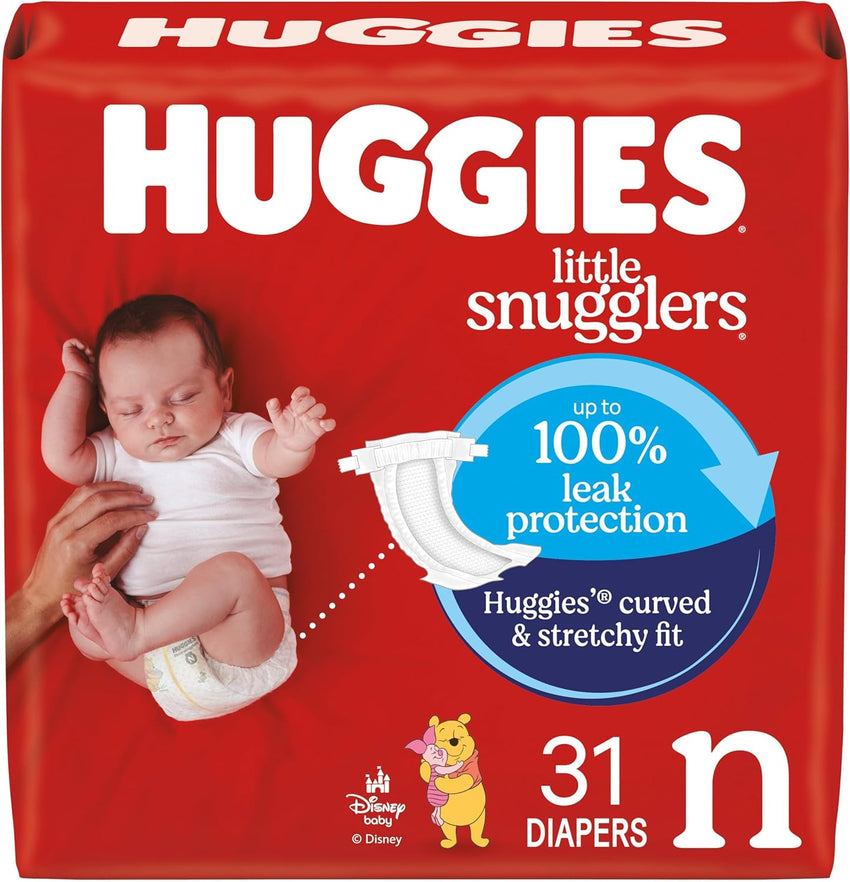 Huggies Size Newborn Diapers, Little Snugglers Baby Diapers, Size Newborn (up to 10 lbs), 31 Count, Packaging May Vary - 7DAY'S