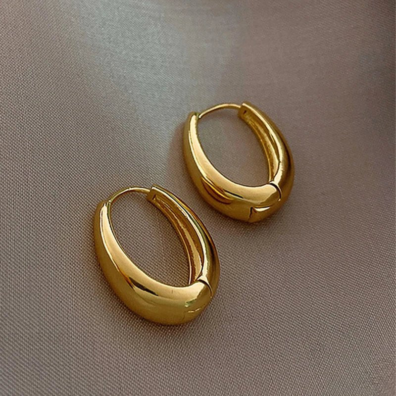 Huitan Fashion Metal Hoop Earrings for Women Simple Versatile Daily Wear Everyday Ear Accessories Young Girls Statement Jewelry - 7DAY'S