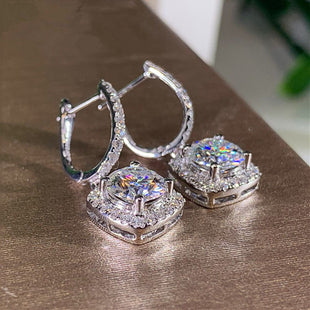 Huitan Luxury Bridal Wedding Engagement Drop Earrings with Cubic Zirconia Silver Color Elegant Women Accessories Fashion Jewelry