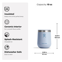 Hydro Flask 10 Oz Wine Glass - Ceramic Stemless Wine Tumbler - Unbreakable with Lid in Trillium Pink - 7DAY'S
