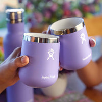 Hydro Flask 10 Oz Wine Glass - Ceramic Stemless Wine Tumbler - Unbreakable with Lid in Trillium Pink - 7DAY'S