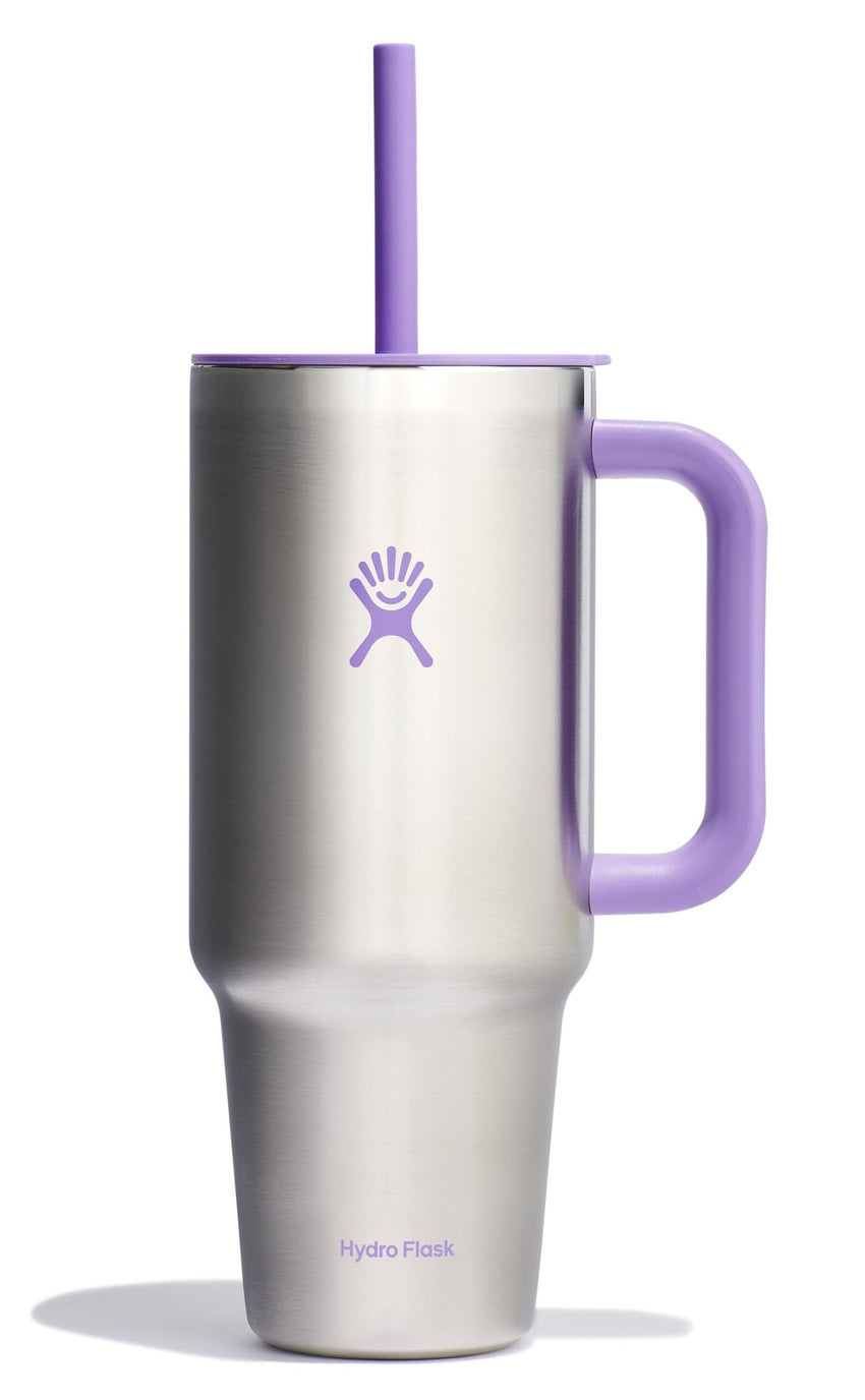 Hydro Flask 40 Oz Travel Tumbler with Handle, Lid and Straw - Insulated Stainless Steel in Sugarplum - 7DAY'S