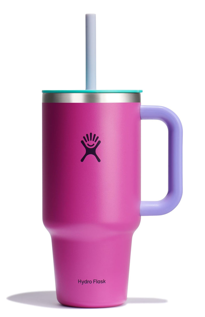 Hydro Flask 40 Oz Travel Tumbler with Handle, Lid and Straw - Insulated Stainless Steel in Sugarplum - 7DAY'S
