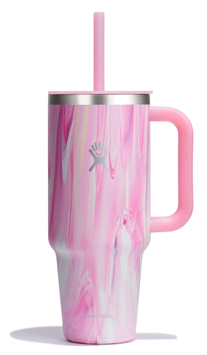 Hydro Flask 40 Oz Travel Tumbler with Handle, Lid and Straw - Insulated Stainless Steel in Sugarplum - 7DAY'S