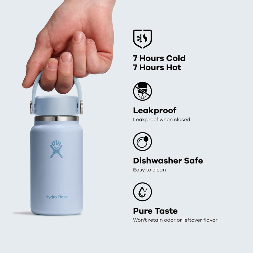 Hydro Flask Micro Bottle - Insulated Mini Leak Proof Flask for Purse or Pocket in 6.7 Oz Surf Blue - 7DAY'S