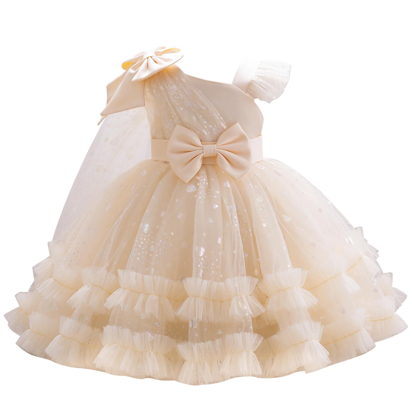IBTOM CASTLE Girls Birthday Party Dress Heart Glitters Tulle Princess Dress Toddler Flower Girl Wedding Prom Pageant Dress - 7DAY'S