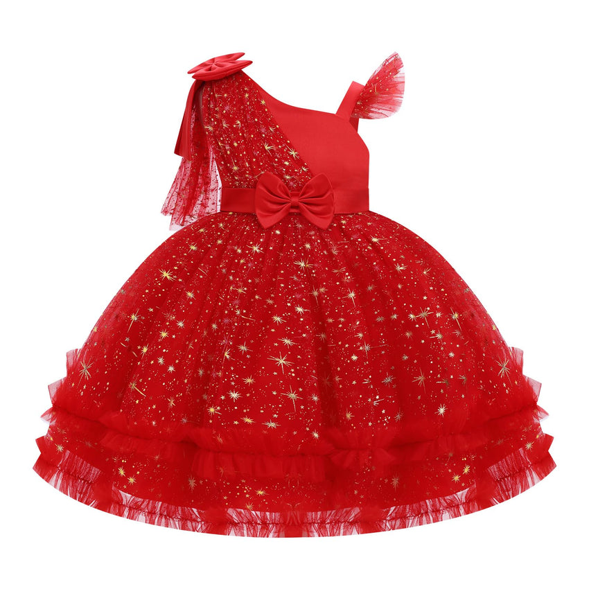 IBTOM CASTLE Girls Birthday Party Dress Heart Glitters Tulle Princess Dress Toddler Flower Girl Wedding Prom Pageant Dress - 7DAY'S