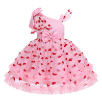IBTOM CASTLE Girls Birthday Party Dress Heart Glitters Tulle Princess Dress Toddler Flower Girl Wedding Prom Pageant Dress - 7DAY'S