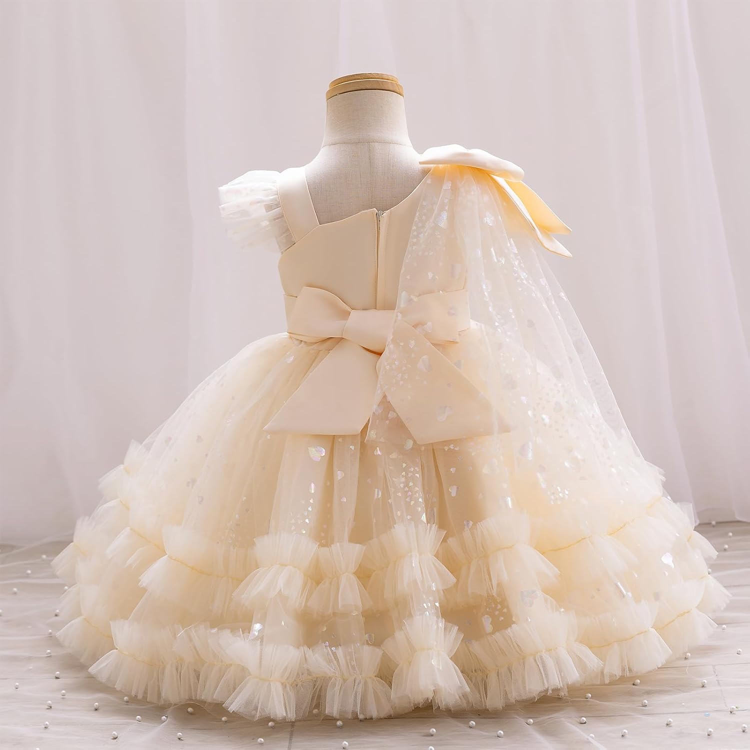 IBTOM CASTLE Girls Birthday Party Dress Heart Glitters Tulle Princess Dress Toddler Flower Girl Wedding Prom Pageant Dress - 7DAY'S