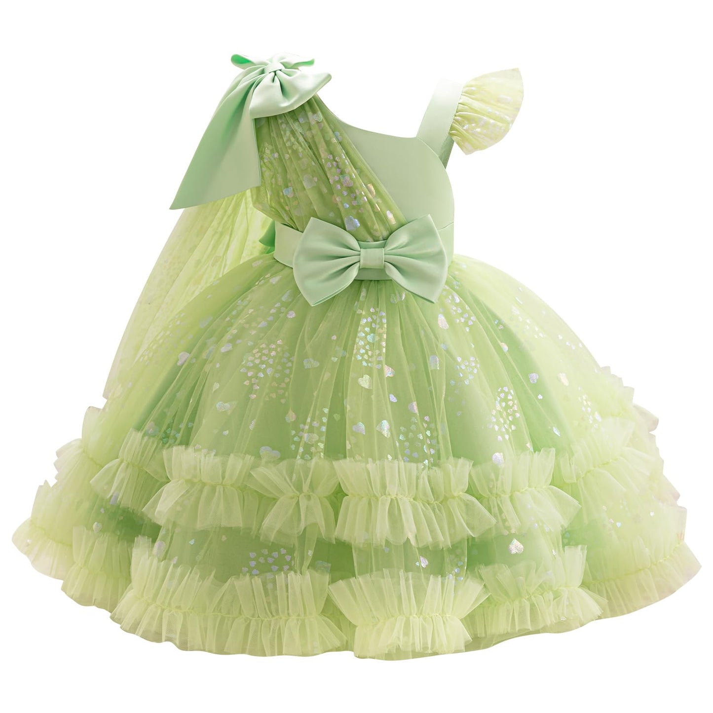 IBTOM CASTLE Girls Birthday Party Dress Heart Glitters Tulle Princess Dress Toddler Flower Girl Wedding Prom Pageant Dress - 7DAY'S