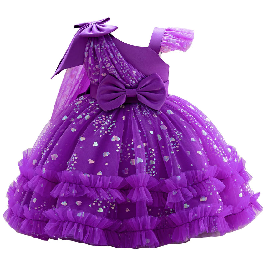 IBTOM CASTLE Girls Birthday Party Dress Heart Glitters Tulle Princess Dress Toddler Flower Girl Wedding Prom Pageant Dress - 7DAY'S
