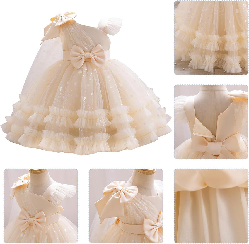 IBTOM CASTLE Girls Birthday Party Dress Heart Glitters Tulle Princess Dress Toddler Flower Girl Wedding Prom Pageant Dress - 7DAY'S
