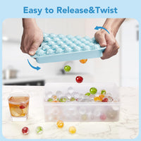 Ice Cube Trays for Freezer - 2 - Pack Ice Cube Tray with Lid and Bin，BPA - Free Easy Release Ice Cube Tray for Cocktails, Whiskey, Sodas,Diamond 1 Inch Ice Molds Set - 7DAY'S